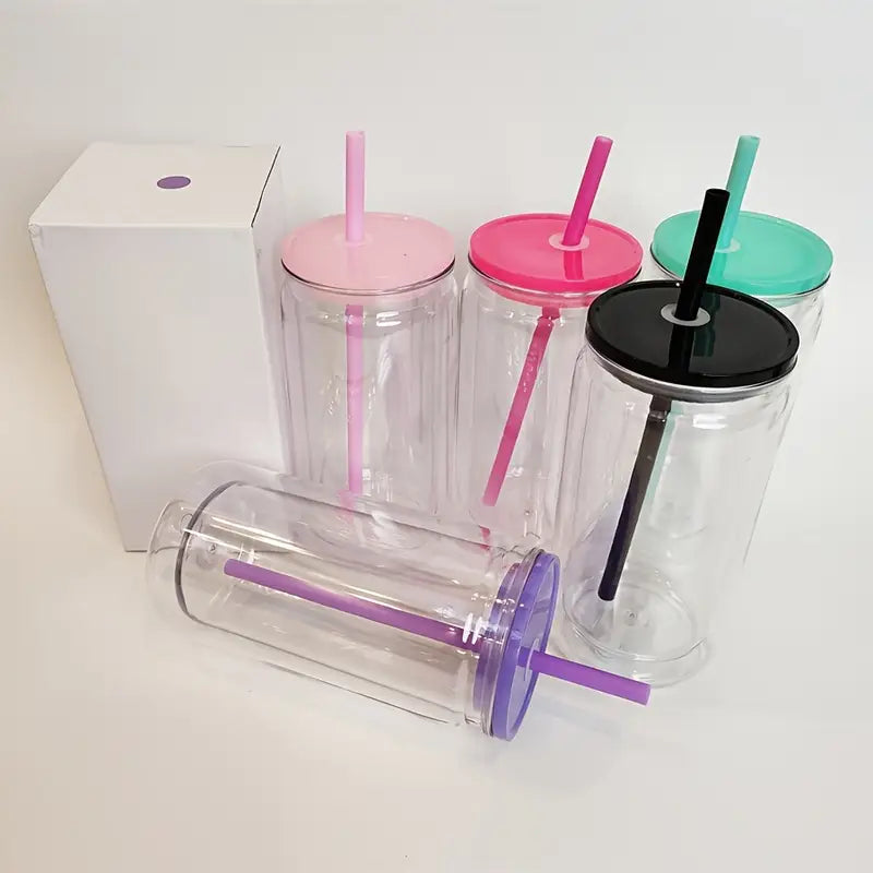 16 oz Acrylic Snow Globe Cup with Clear & Colored Lids