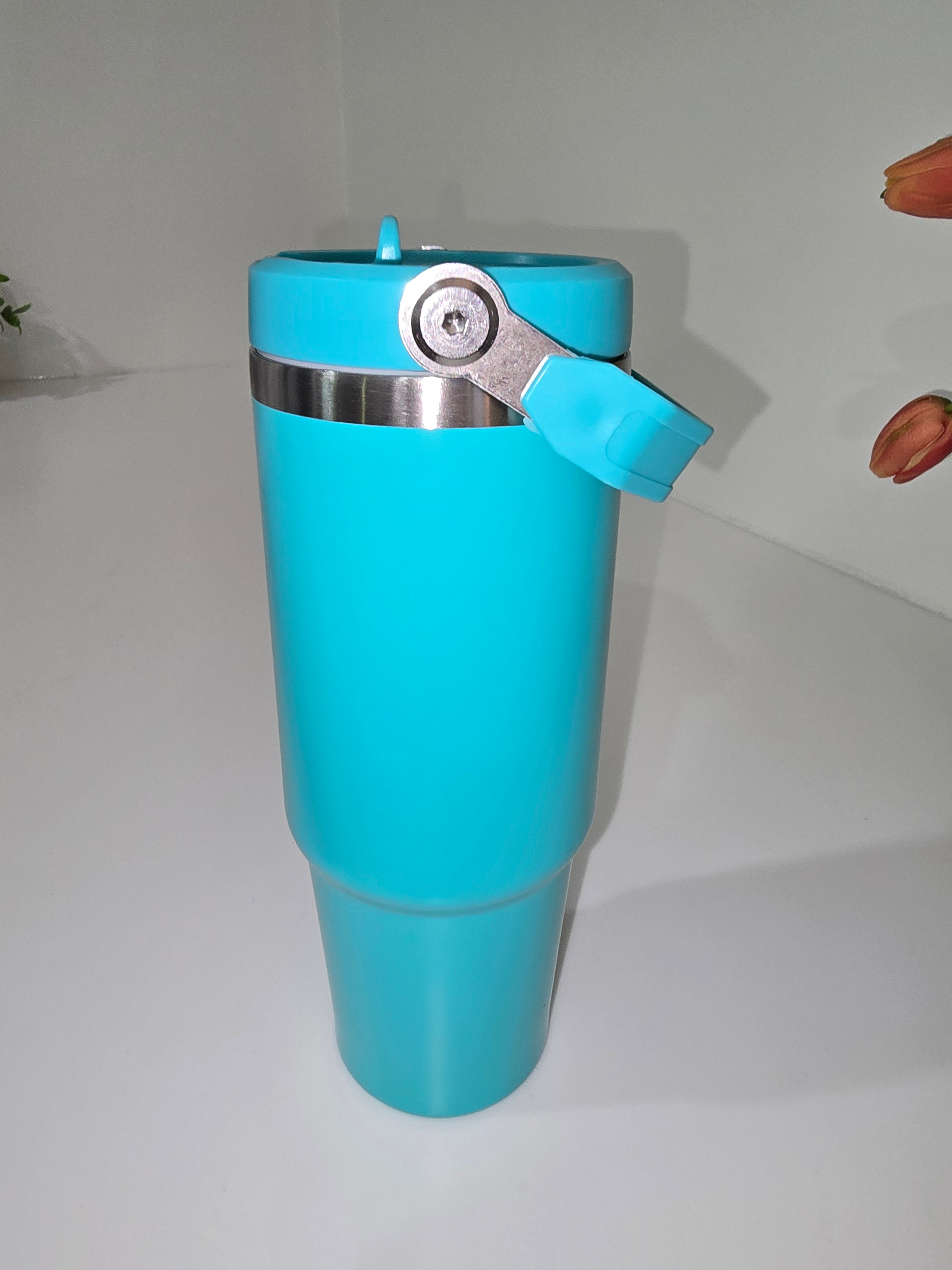 30 oz Tumbler with Flip Lid and Handle, Teal