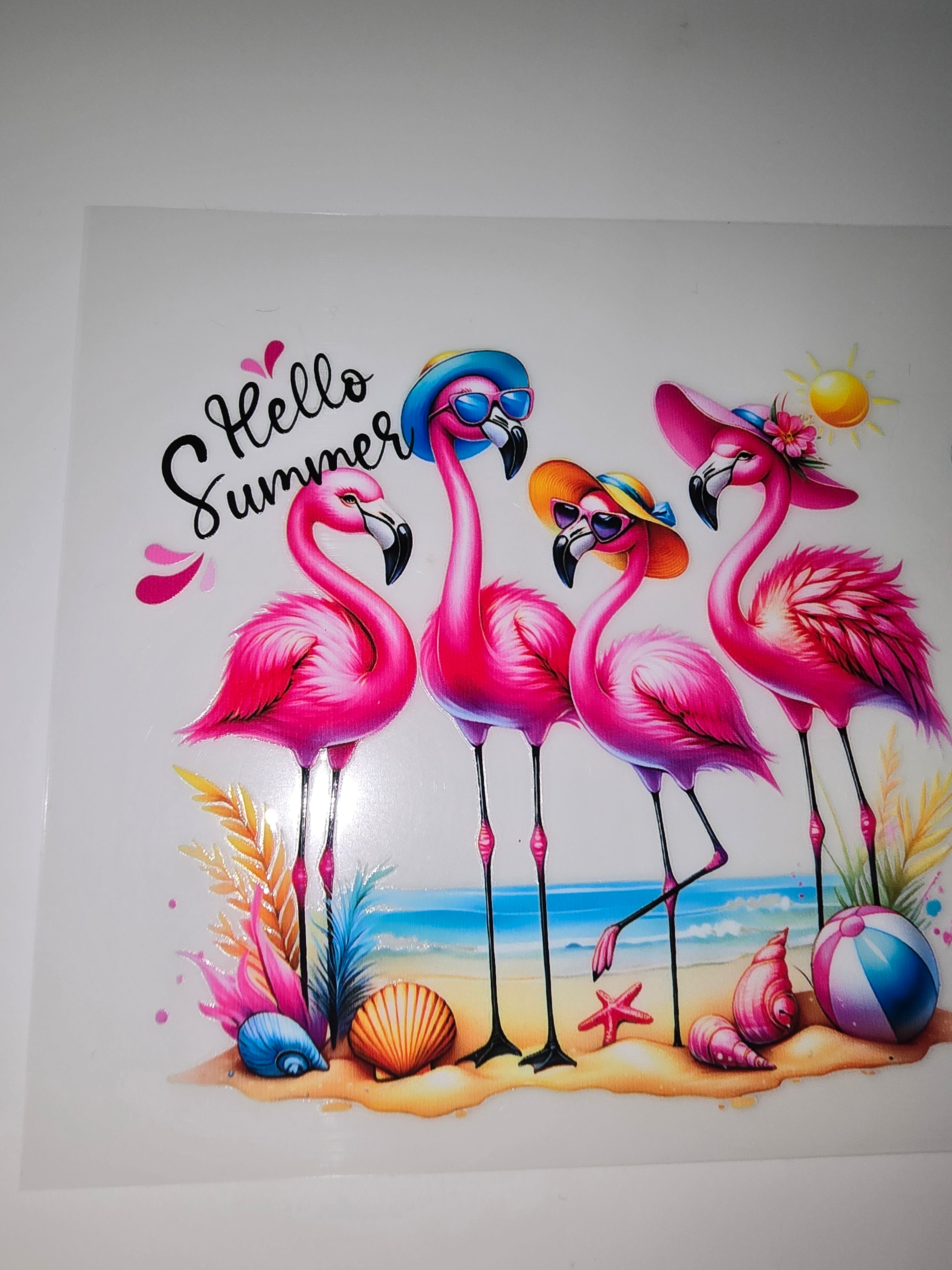 Hello Summer Pink Flamingos