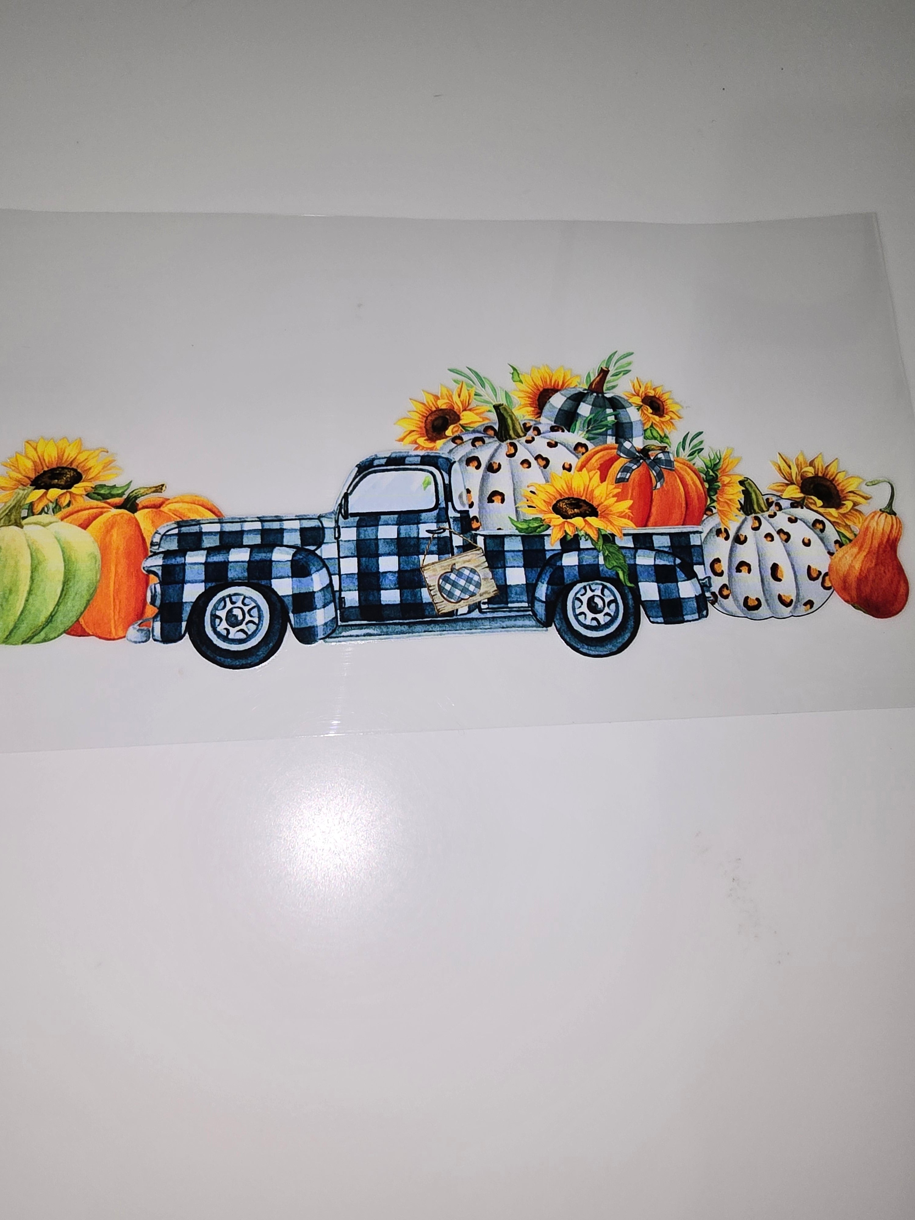 Truck with sunflowers and pumpkins