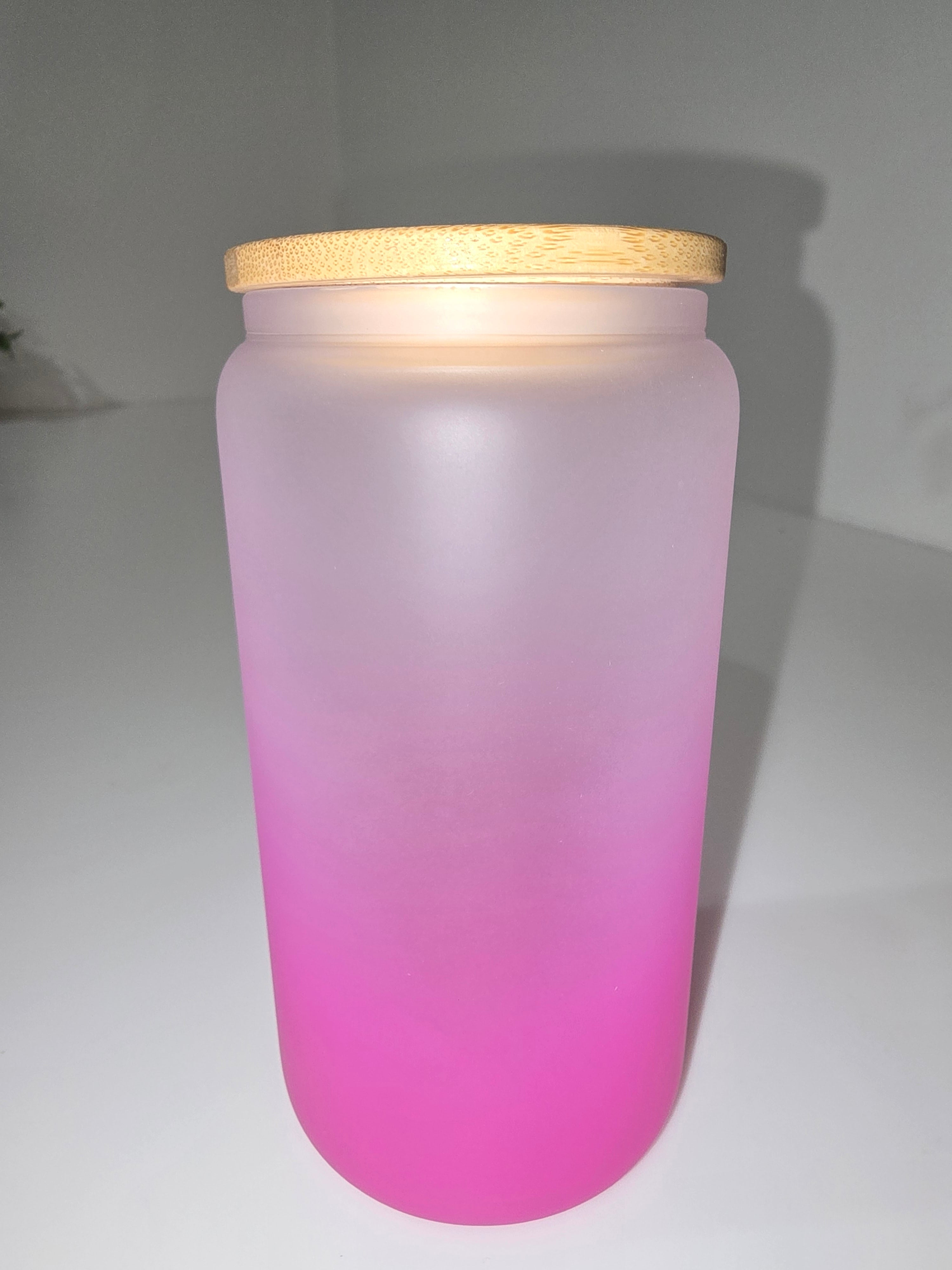 16 oz Pink Ombre Glass Tumbler