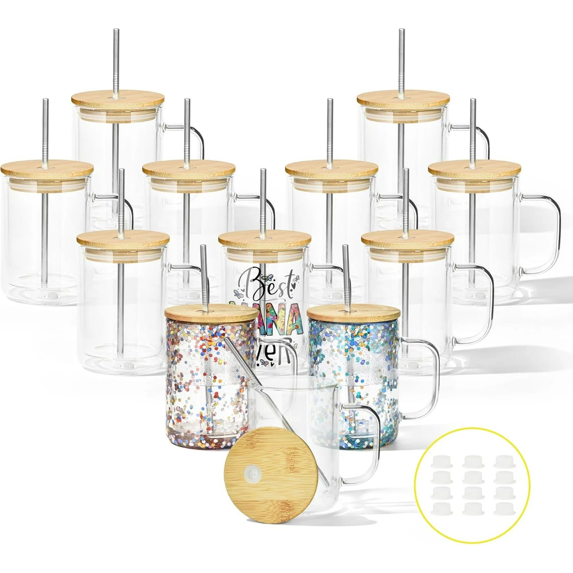 15 oz Glass Mug Snow Globe Cup with Handle