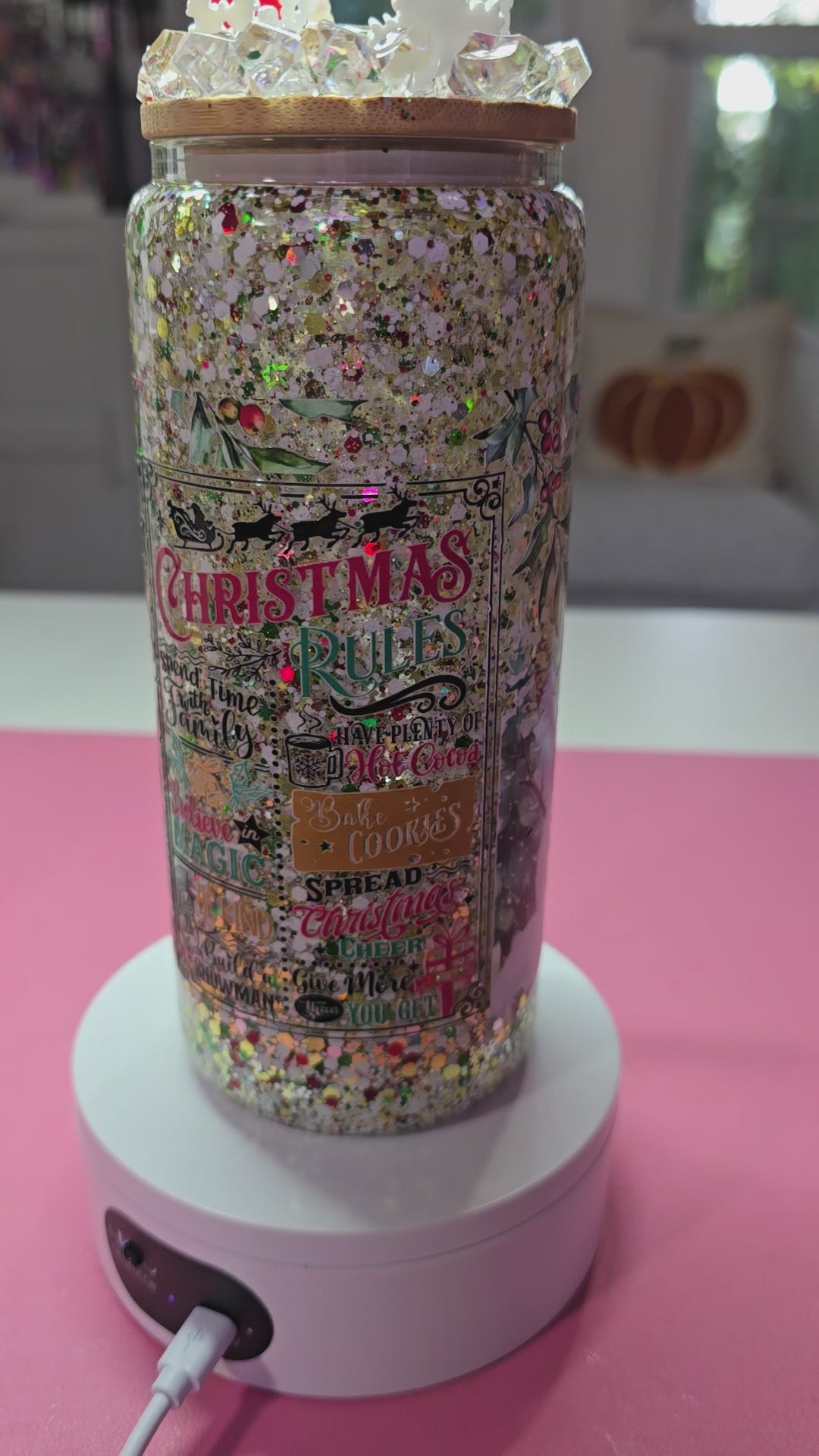 20 oz Glass Christmas Tumbler