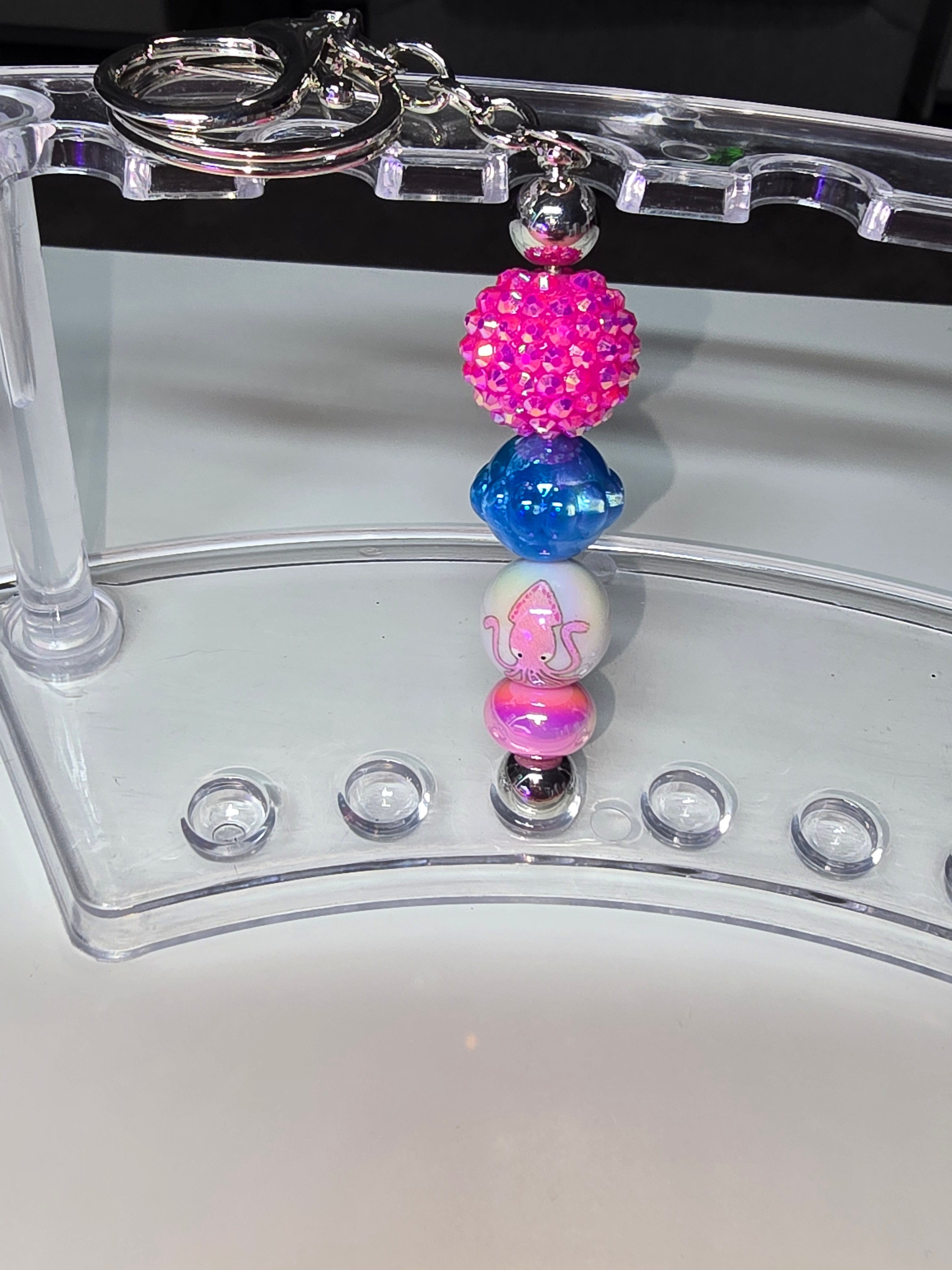 Pink, Blue & Octopus key chain