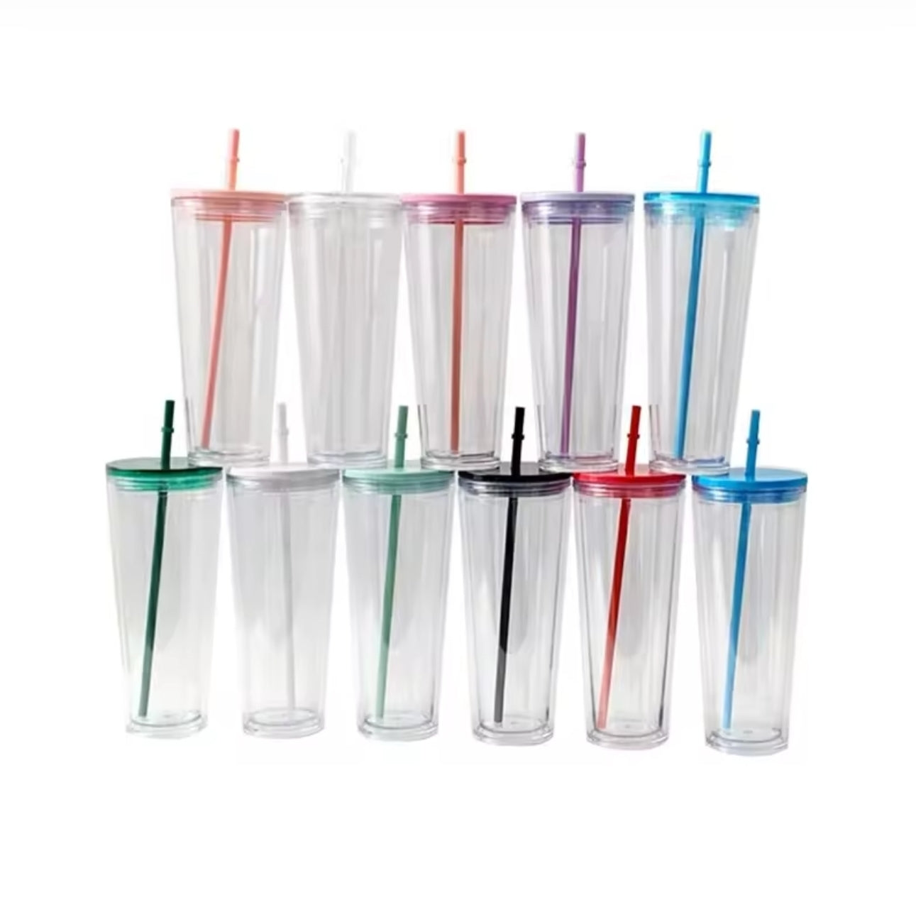 24 oz Acrylic Snow Globe Cup w/ Straw